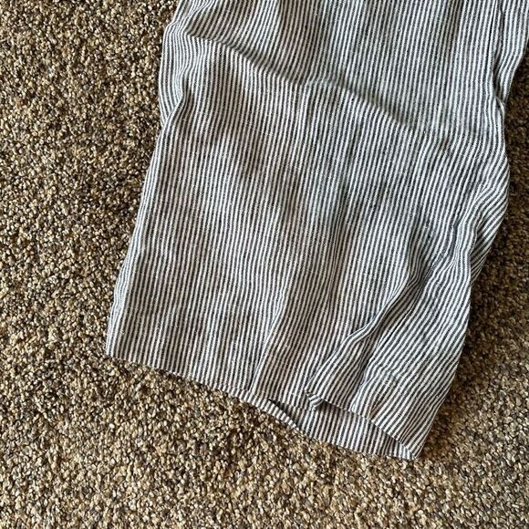 Chico's Chino Pants Women's Size 0 Gray Striped 100% Linen‎ Casual Slash Pockets - Picture 4 of 6
